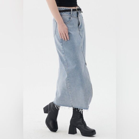 Storets Peyton Midi Blue Denim Skirt Size XS - Picture 8 of 13